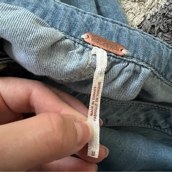 Free People Marley Medium Wash Denim Half Sleeve Jumpsuit - Picture 11 of 13